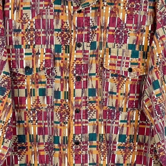 VTG The 45th West Collection Mens Button Down Shirt L Southwestern City Chic - Picture 6 of 9